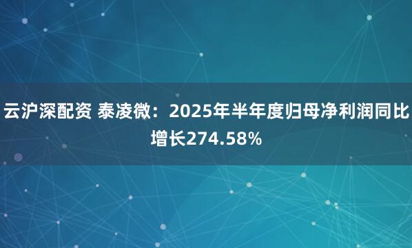 云沪深配资 泰凌微：2025年半年度归母净利润同比增长274.58%